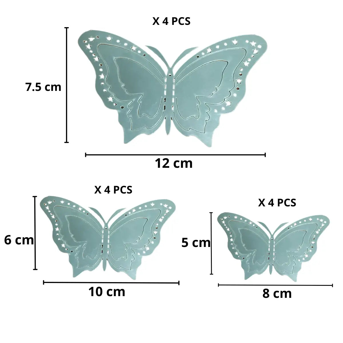 Mariposas Plateadas TIPO E Troqueladas 3d