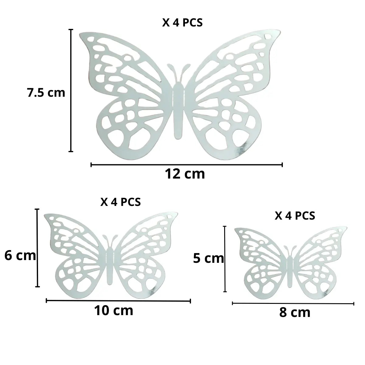 Mariposas Plateadas TIPO G Troqueladas 3d