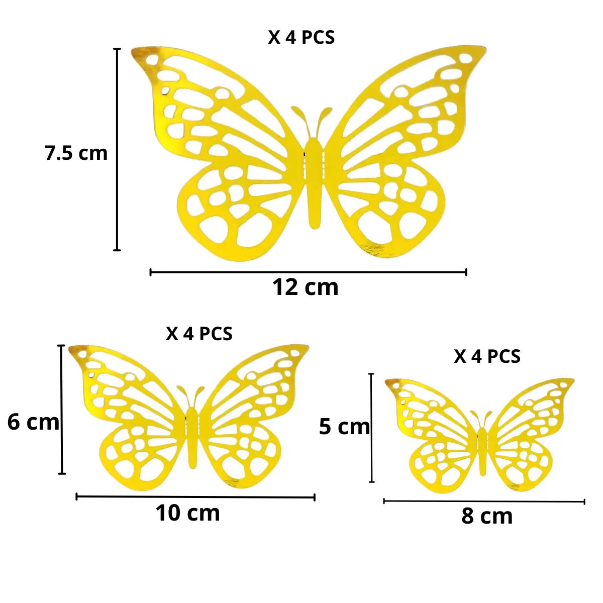Mariposas Doradas TIPO G Troqueladas 3d
