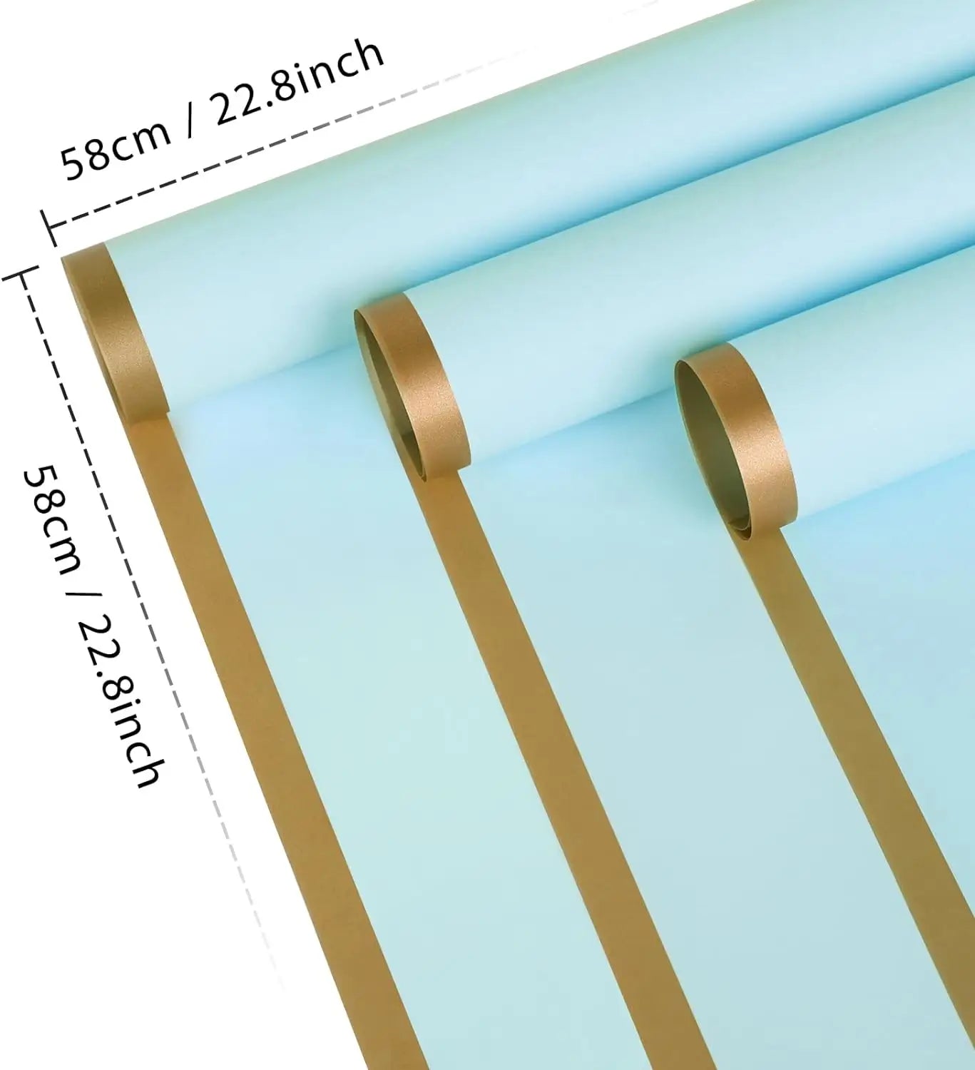 Papel Coreano Azul Borde Dorado 58 x 58cm