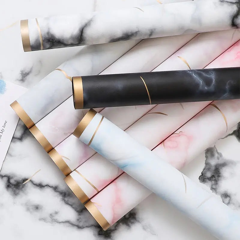 Papel Coreano Mármol Borde Dorado 58 x 58cm