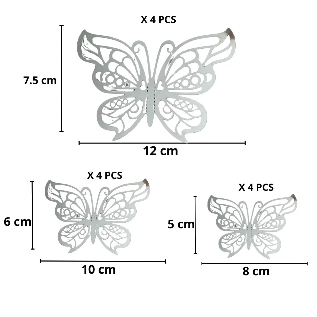 Mariposas Plateadas TIPO H Troqueladas 3d