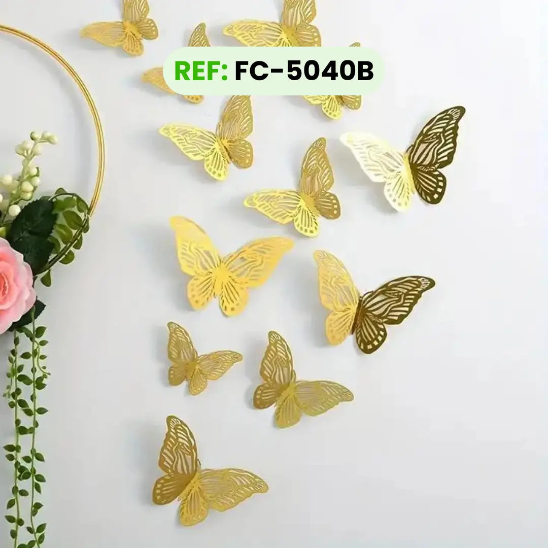 Mariposas Decorativas Dorada Tipo B Troqueladas 3d