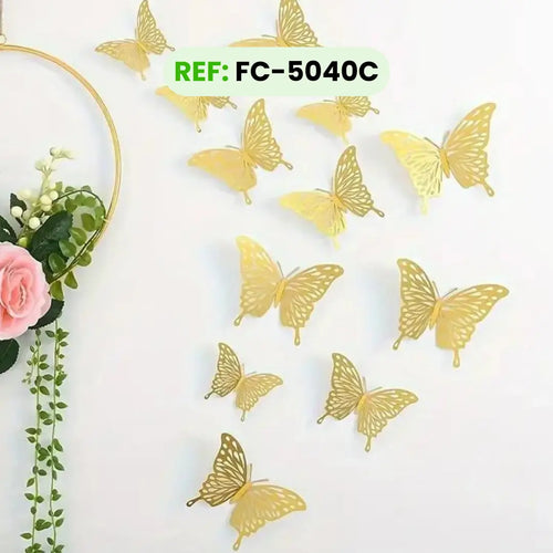 Mariposas Decorativas Doradas Tipo C Troqueladas 3d