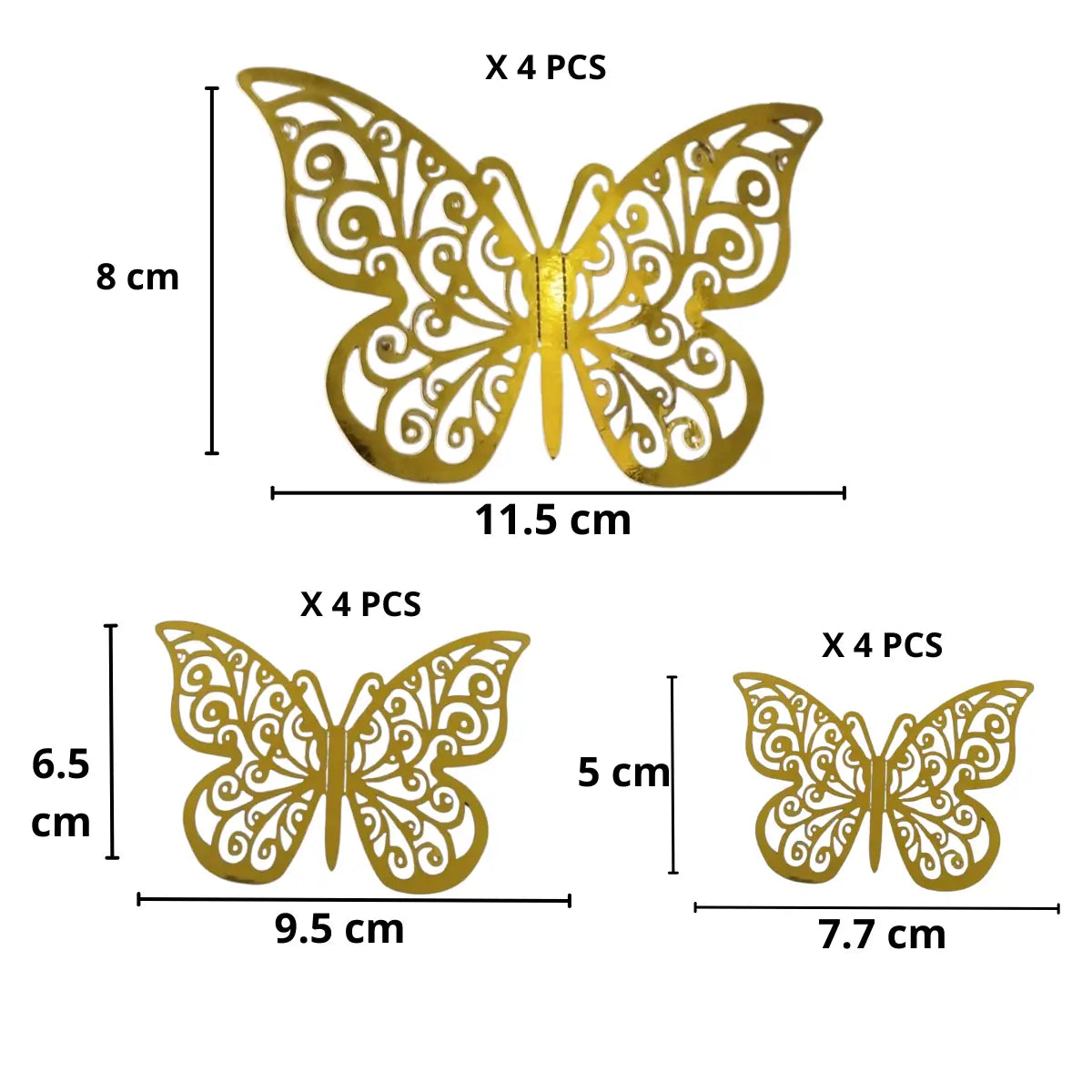 Mariposas Doradas Tipo F Troqueladas 3d