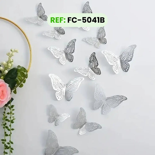 Mariposas Decorativas Plateadas Tipo B Troqueladas 3d