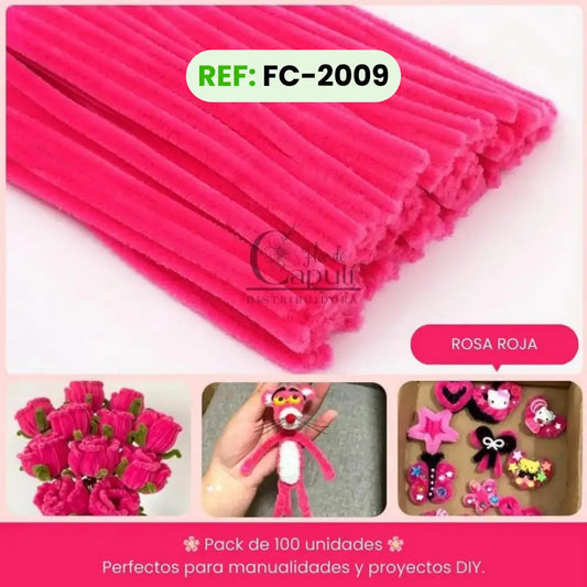 Limpia Pipas Chelines Rosa Roja x 100 unds