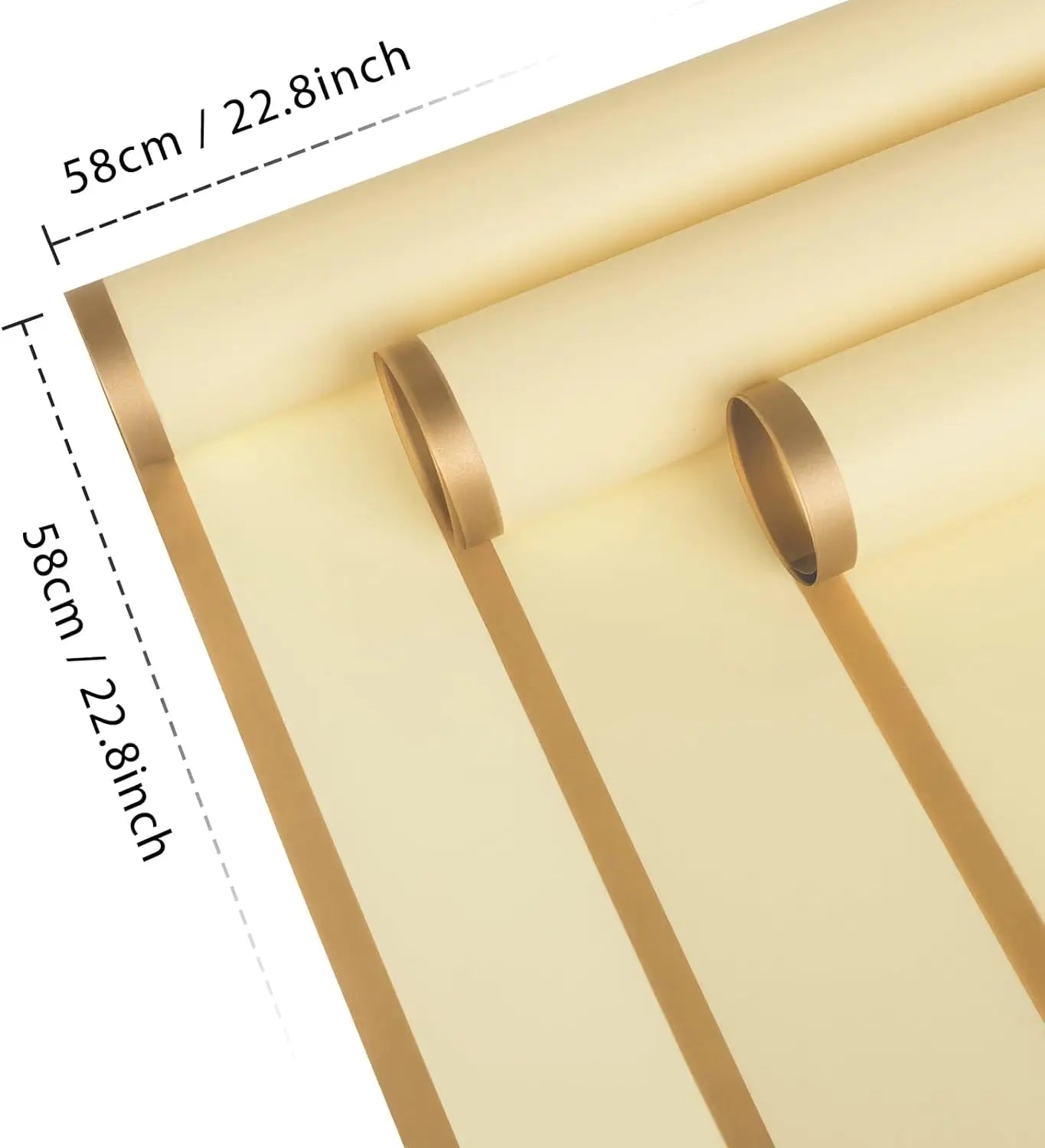 Papel Coreano Amarillo Crema Borde Dorado 58 x 58 cm