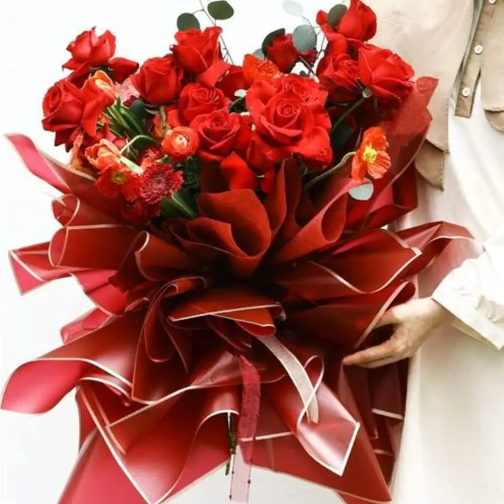 Papel Coreano Rojo Borde Dorado 58 x 58cm