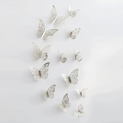 Mariposas Decorativas Plateada 3d Troqueladas Papel Adhesivo