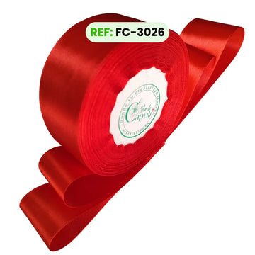 Cinta Satinada 4 cm Una Cara color Rojo