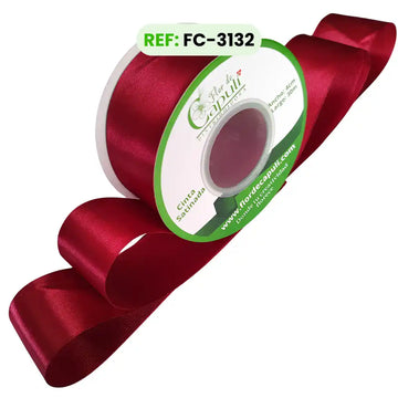 Cinta Satinada 4 cm Una Cara color Rojo Cereza