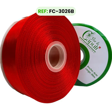 Cinta Satinada 4 cm Una Cara color Rojo