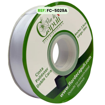 Cinta Satinada Doble Cara 100% Poliester color Blanco