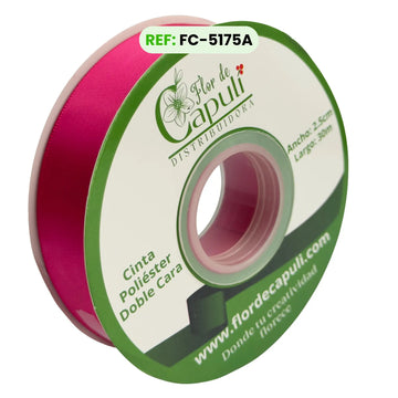 Cinta Satinada Doble Cara 100% Poliester color Fucsia